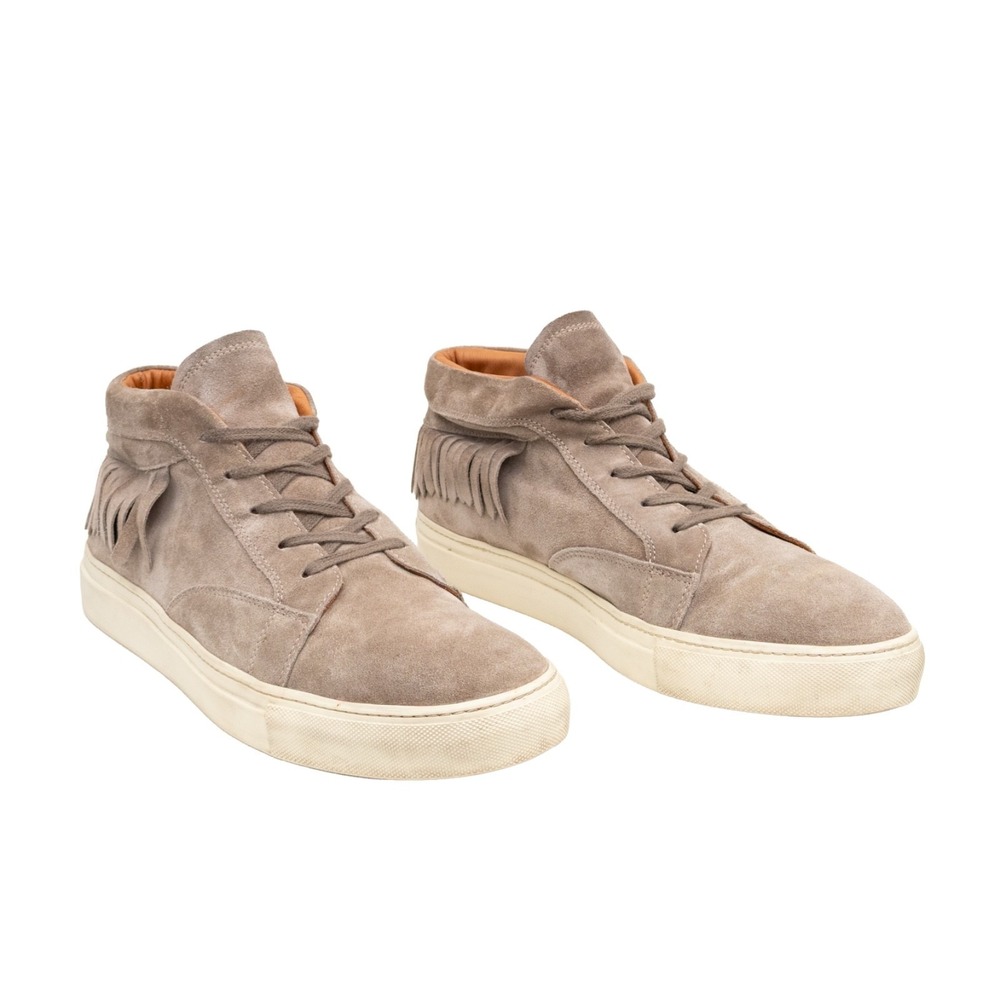 John Varvatos 315‎ Suede Fringe High Top Sneakers Casual Shoes Gray Mens 13